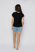 Daisy-Textured Rib Roll Cuff Tee